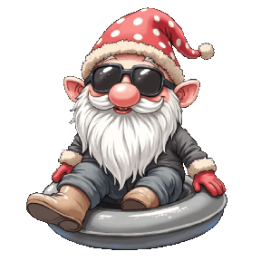animated gnome snow tubing