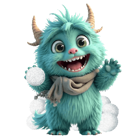 AI Generated Sticker - cute monster snowball fight