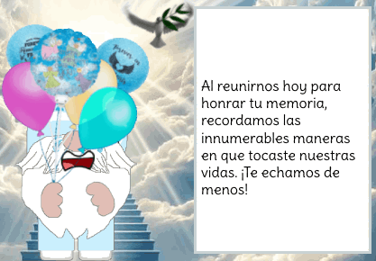 animated gnome card - missing you in heaven - Spanish