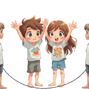 animated boys & girls double dutch jumping