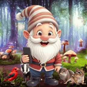 animated gnome taking a selfie