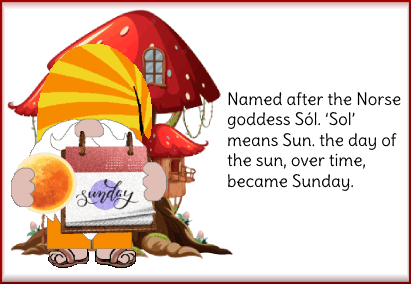Days of the Week Gnome card