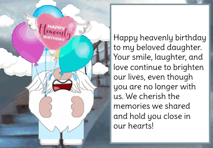 animated happy birthday in heave card - daughter