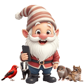 animated gnome taking a selfie