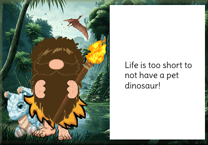 animated caveman & his friend card