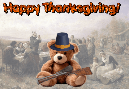 animated teddy bear Thanksgiving Day card
