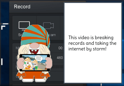 animated gnome creating videos card