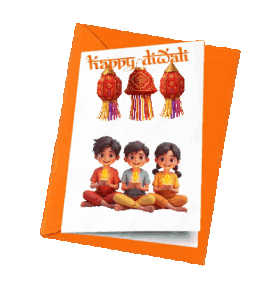 animated boys & girls celebrating Diwali