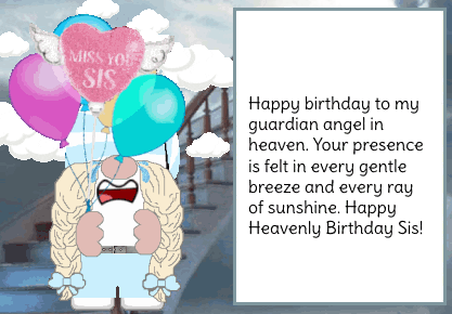 animated happy birthday in heave card - sister