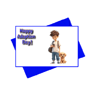 animated adopting teenager greeting card