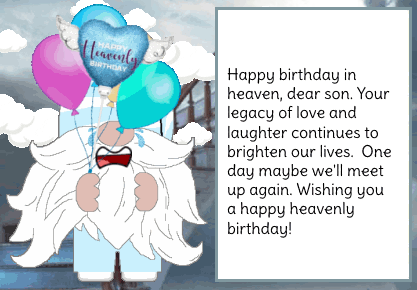 animated happy birthday in heave card - son
