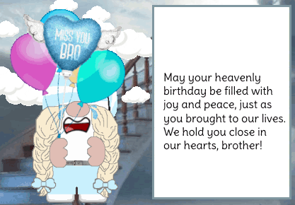 animated happy birthday in heave card - brother
