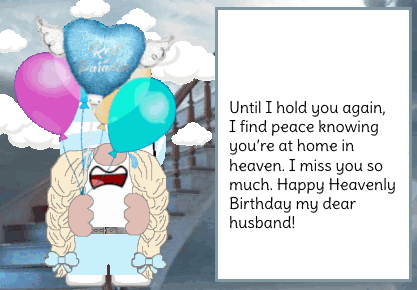 animated happy birthday in heave card - husband