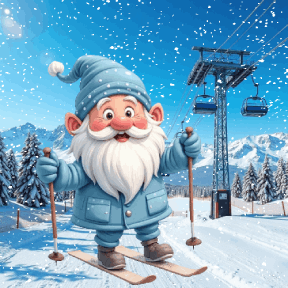 animated gnome skiing