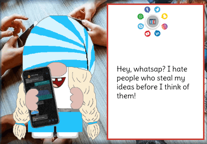 animated gnome social media card - WhatsApp