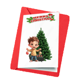 animated boys & girls decorating Christmas Tree
