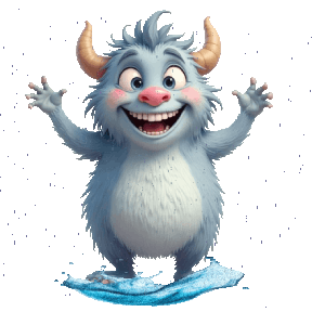 animated monster jumping in a puddle