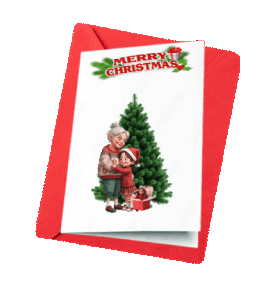 animated seniors on Christmas Day with grandchildren