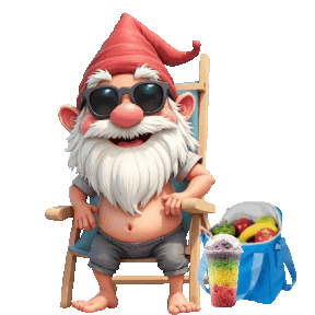 animated gnome at the beach