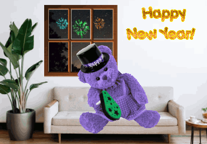 animated new year's eve teddy bear