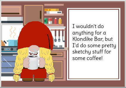 animated gnome coffee addict card