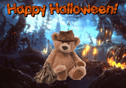 animated teddy bear Halloween card