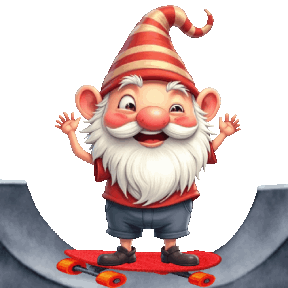 animated gnome skateboarding