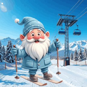 animated gnome skiing