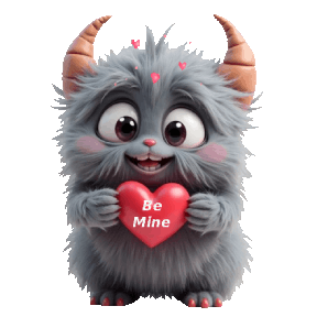 animated cute monster Valentine's Day