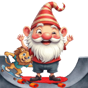animated gnome skateboarding