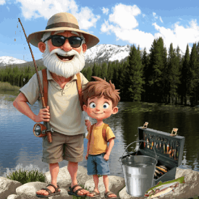 animated senior gone fishing