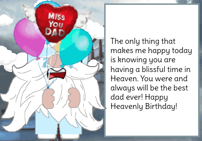 animated happy birthday in heave card - Dad