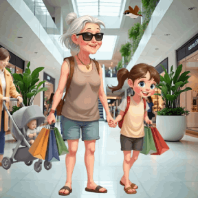 animated senior gone shopping