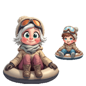 animated senior snow tubing