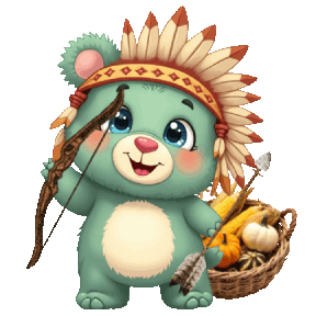 AI Generated Sticker - tedy bear native american Thanksgiving