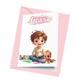 animated boys & girls Easter card