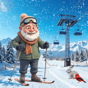 animated senior skiing