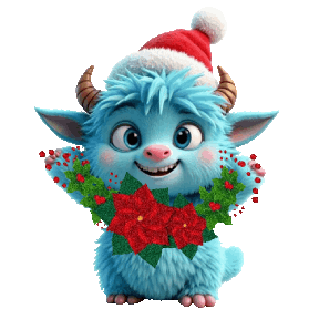 AI Generated Sticker - cute monster decorating for Xmas