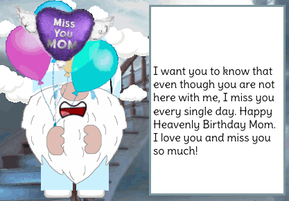 animated happy birthday in heave card - Mom