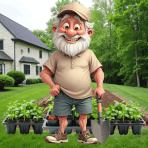 animated senior grwing veggies
