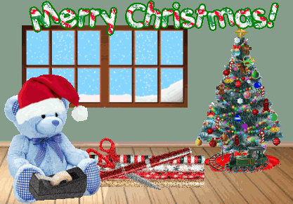 animated teddy bear Christmas card