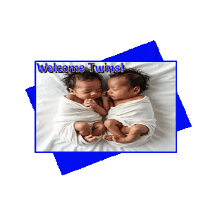 animated newborn baby & twins greeting card
