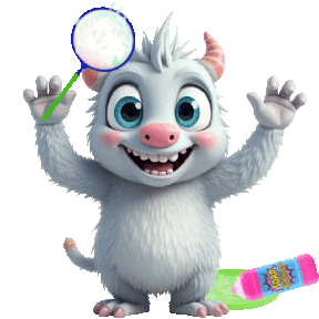 animated monster making bubbles