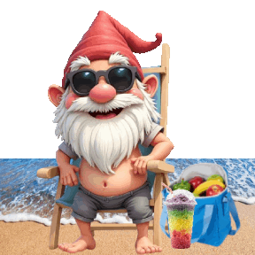 animated gnome at the beach
