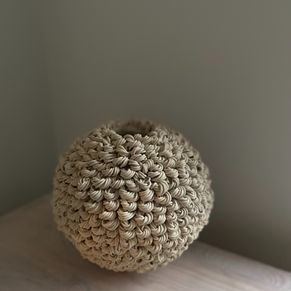 Ceramic art, ceramic sculpture, ceramic inspiration, nordic ceramics, Helena Olsson Jenisch, Ljunghusen, Atelier Plier, Höllviken, swedish ceramics, keramisk konst, keramik höllviken, ceramic sculpture, keramik, contemporary ceramics, konst, höllviken, ljunghusen, atelier plier, helena olsson jenisch, gallery, ceramic centerpiece, inredningsobjekt, inredning, styling, fine art, fine arts. Contemporary ceramic sculpture by Atelier Plier, spherical handbuilt form with intricate textured surface, collectible art for galleries and collectors.
