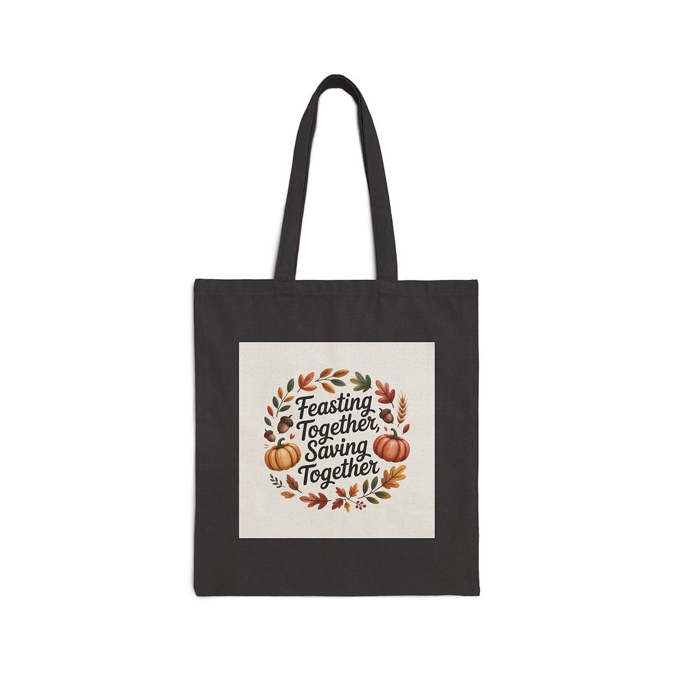 Thumbnail: Feasting Together Holiday Tote Bag, Reusable Canvas Tote