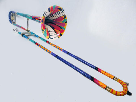 Marching Band Colorful Custom Painted Trombone by Juleez Art