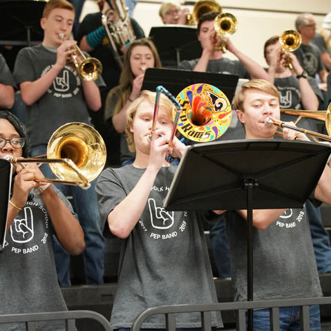 Custom Painted Marching Band Trombones by Juleez Art