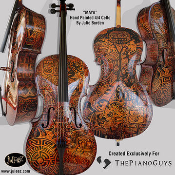 Custom Painted Cello by Juleez Art for The Piano Guys - Steven Sharp Nelson