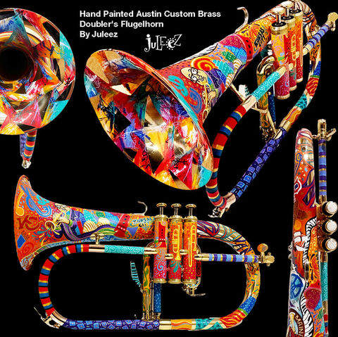Colorful Custom Painted Flugehorn by Juleez Art